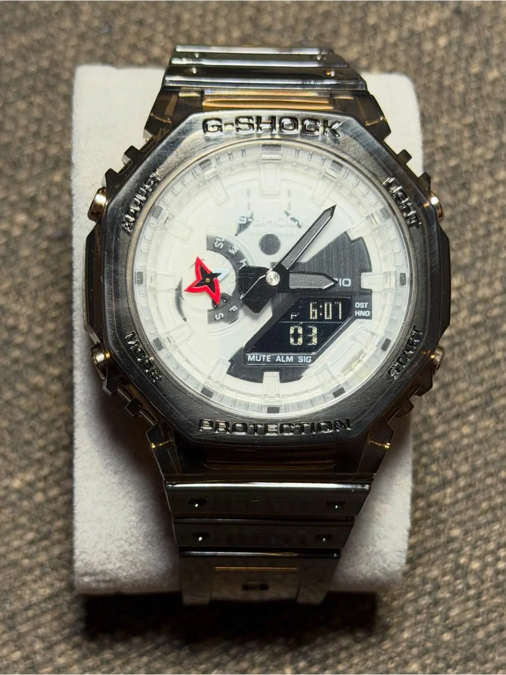 G-Shock See through black Watch with White Dial and Red Accent